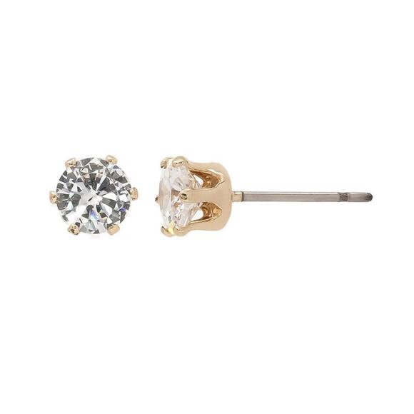 Cubic Zirconia Stud Earring in silver tone and pink gift box - Picture 1 of 6